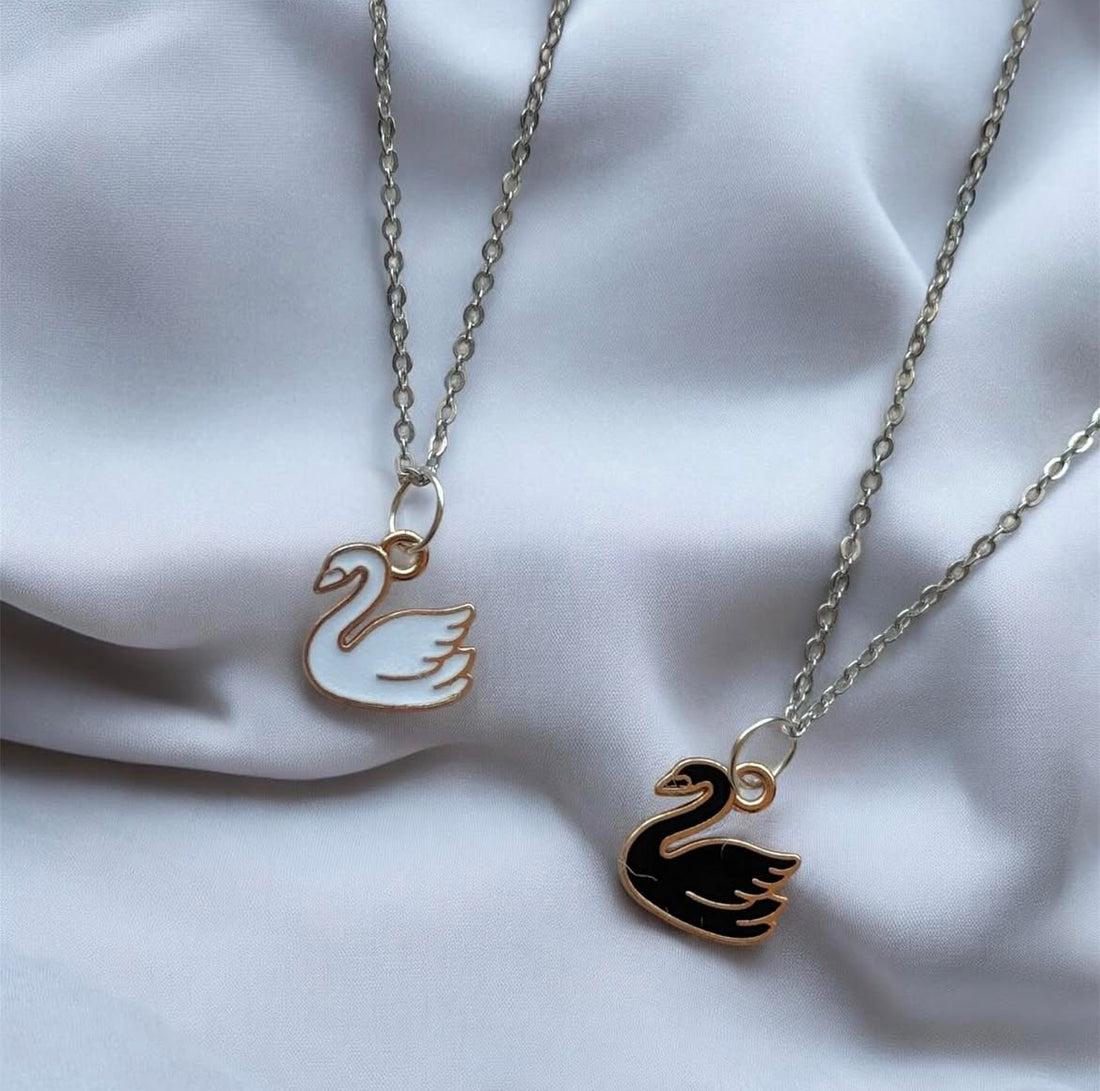 Graceful Black & White Swan Necklaces