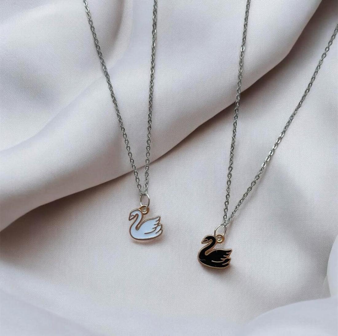 Graceful Black & White Swan Necklaces