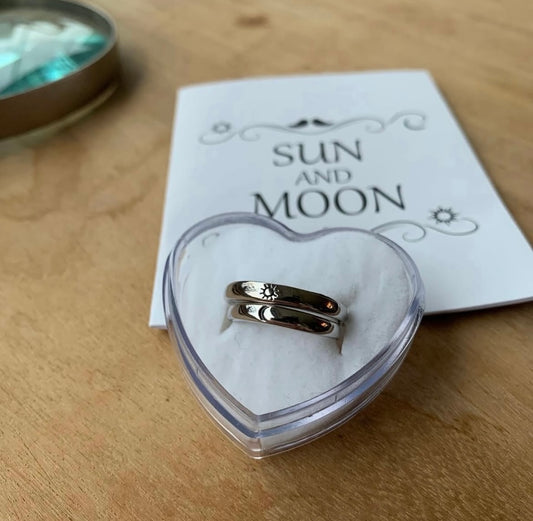 Sun & Moon Silver Plated Promise Rings